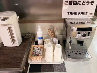 写真:ウェルカムコーヒー(無料コーヒーサービス)
